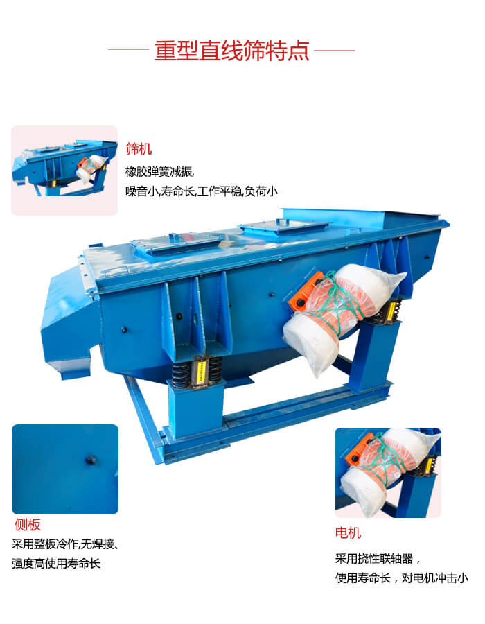 重型直線篩：篩機，側(cè)板，電機展示圖
